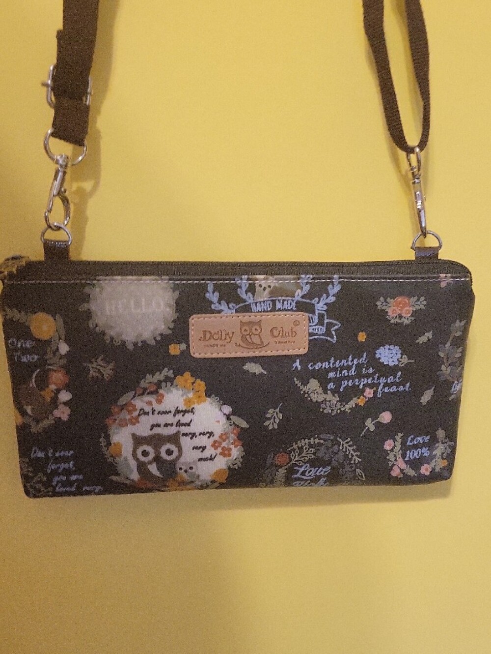 Dolly Club Dark Blue Owl Print Crossbody Bag with Adjustable Strap